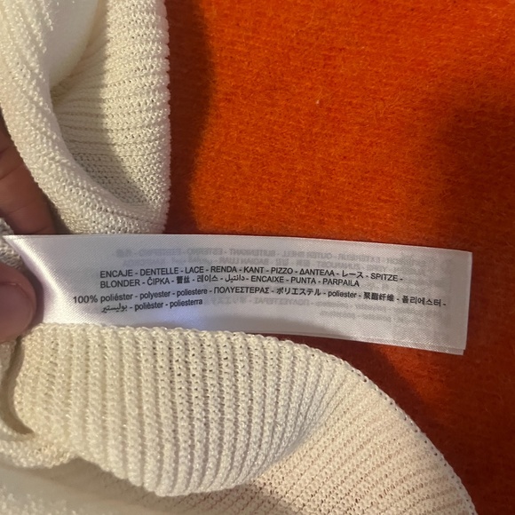 Zara ecru cream pointelle and lace knit top NWT - Picture 9 of 12